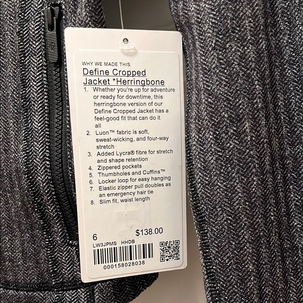 NWT Lululemon Define Cropped Herringbone Women's Jacket - Picture 2 of 3